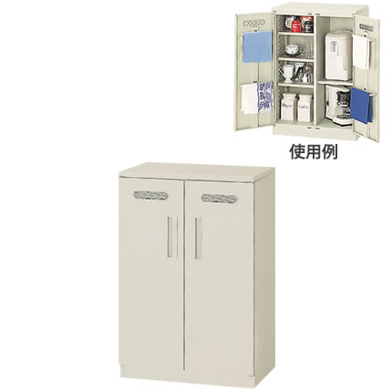 両開き スチール製 オフィスキッチン 高さ880 ニューグレー