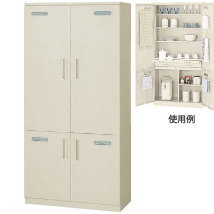 両開き スチール製 オフィスキッチン 高さ1790 ニューグレー