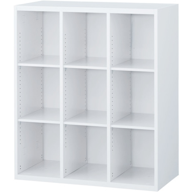 クウォール システム収納庫 オープン書庫浅型3列 上下兼用 幅900 高さ1050 ホワイト