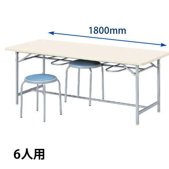 折りたたみ式6人用食堂テーブル シルバーフレーム