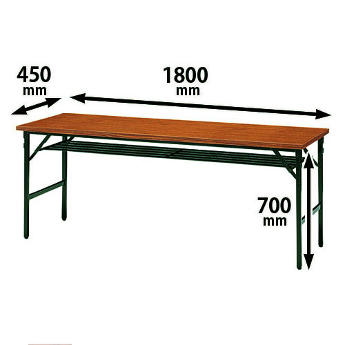 折りたたみテーブル クランク金具方式 幅1800 奥行450 ローズ