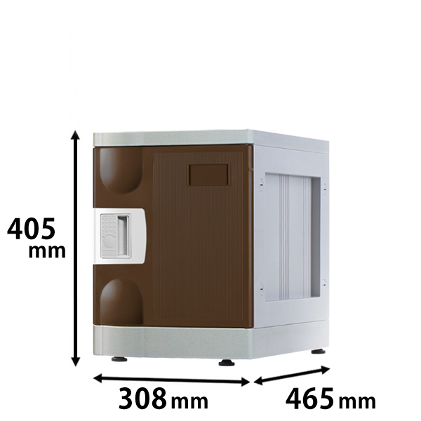 プラスチックロッカー Sタイプ ベース付  ブラウン
