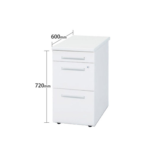 脇机(B袖) 幅400×奥行600×高さ720mm 天板ホワイト