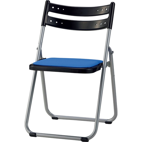 折りたたみアルミパイプ椅子 座：布張り スモークブルー