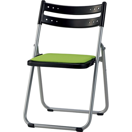 折りたたみアルミパイプ椅子 座：布張り モスグリーン