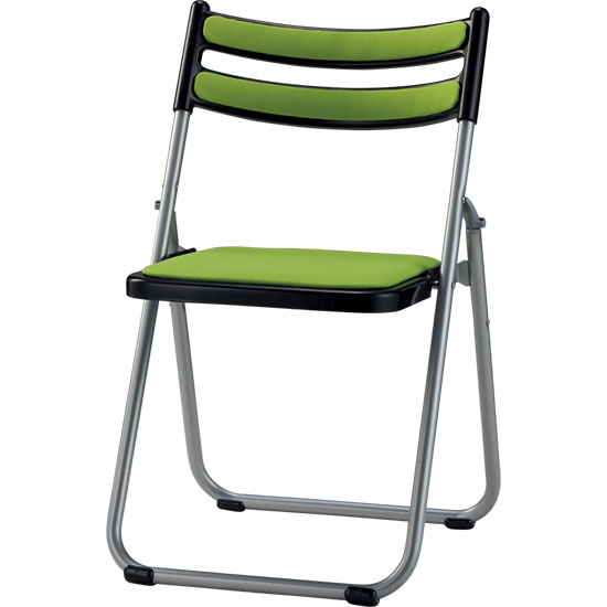 折りたたみアルミパイプ椅子 背・座：布張り モスグリーン