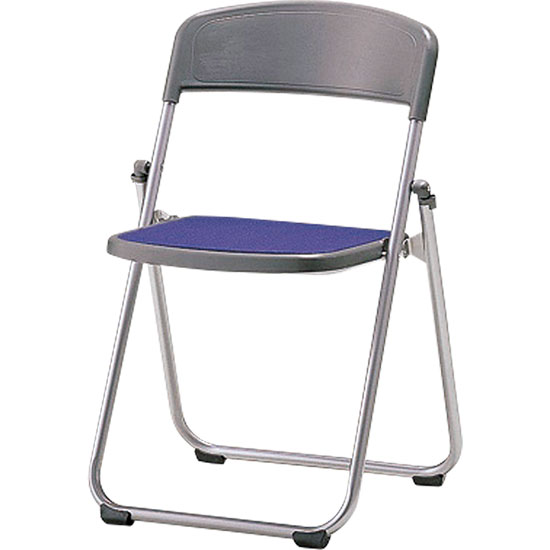 折りたたみアルミパイプ椅子 背：樹脂 座：布張り ブルー