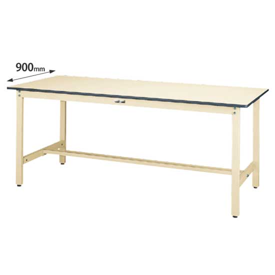 ワークテーブル300 固定式 幅1800 奥行900 ポリエステル天板 アイボリー