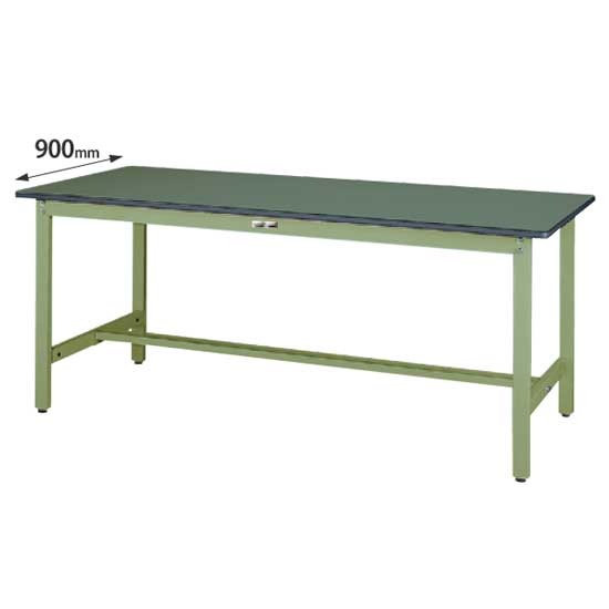 ワークテーブル300 固定式 幅1800 奥行900 塩ビシート天板 グリーン