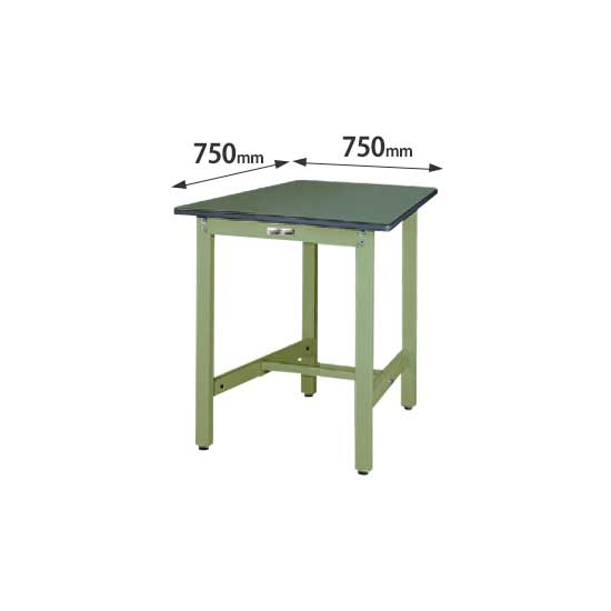 ワークテーブル300 固定式 幅750 奥行750 塩ビシート天板 グリーン