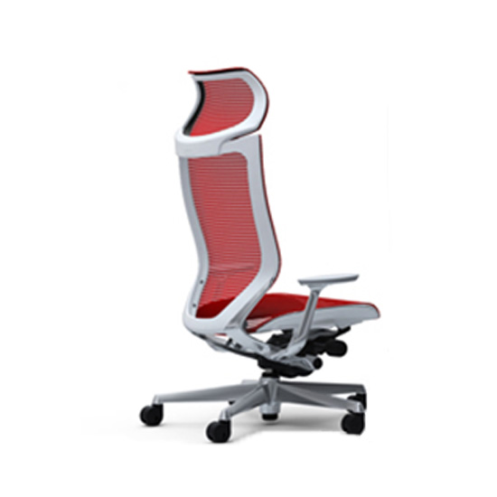 アトラス EXハイバックランバー付 座メッシュ レッド ポリッシュフレーム WHボディ