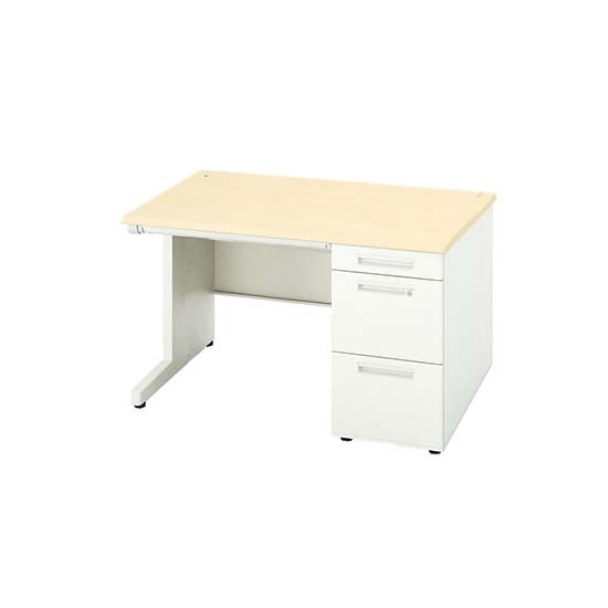 片袖デスク 幅1200×奥行800mm 本体:ホワイト 天板:シルクウッド