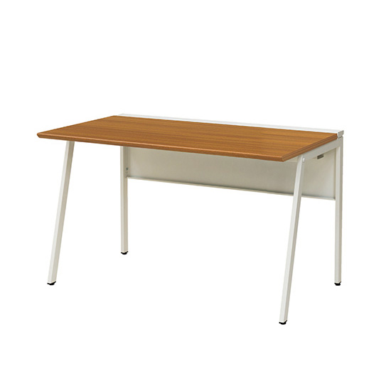 ワークデスク 幅1200×奥行700 ホワイトフレーム 天板ミディアムウォールナット