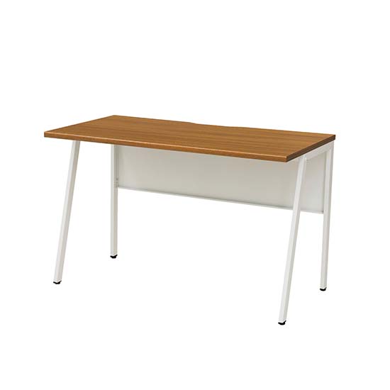 ワークデスク 幅1000×奥行600 ホワイトフレーム 天板ミディアムウォールナット