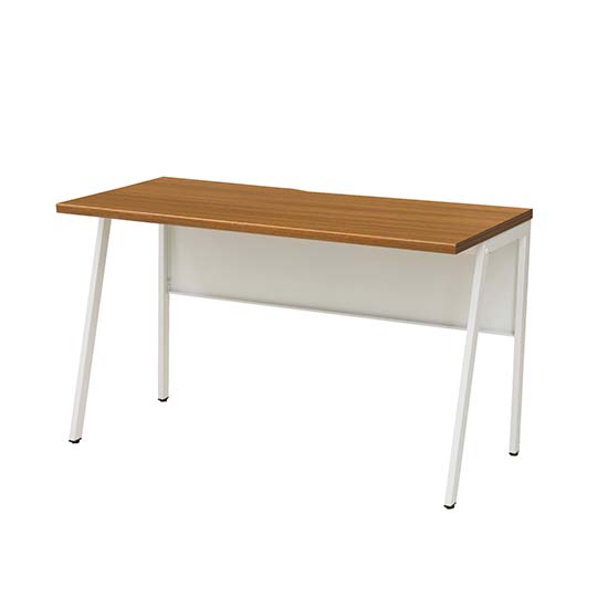 ワークデスク 幅1200×奥行600 ホワイトフレーム 天板ミディアムウォールナット