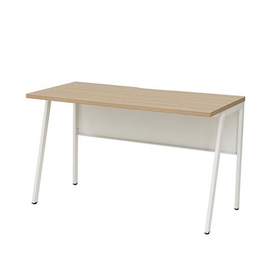 ワークデスク 幅1200×奥行600 ホワイトフレーム 天板サンドオーク