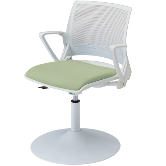 クリール採血チェア 肘付 丸ベース ミントグリーン