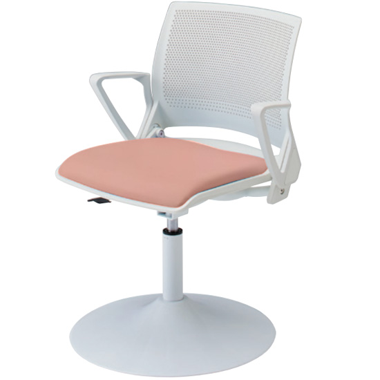 クリール採血チェア 肘付 丸ベース ローズ