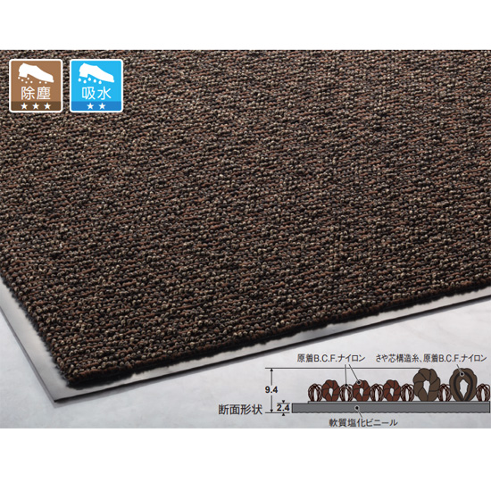 雨天用マット ニューリブリード 1500×1500 ブラウン