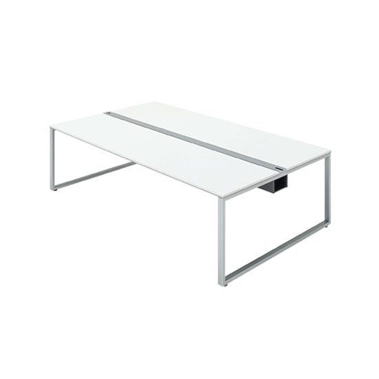 単体フリーアドレスデスク 幅2400 シルバー脚ループ ホワイト