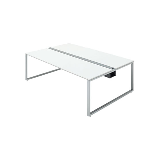 単体フリーアドレスデスク 幅2000 シルバー脚ループ ホワイト