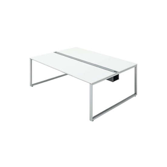 単体フリーアドレスデスク 幅1600 シルバー脚ループ ホワイト