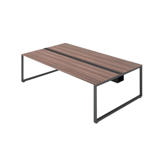 単体フリーアドレスデスク 幅2400 ブラック脚ループ モカブラウン