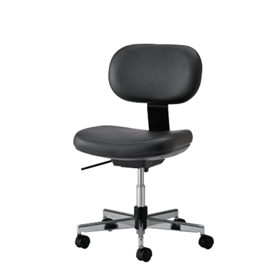 導電チェア ロータイプ 背クッション付 ウレタンキャスター ブラック