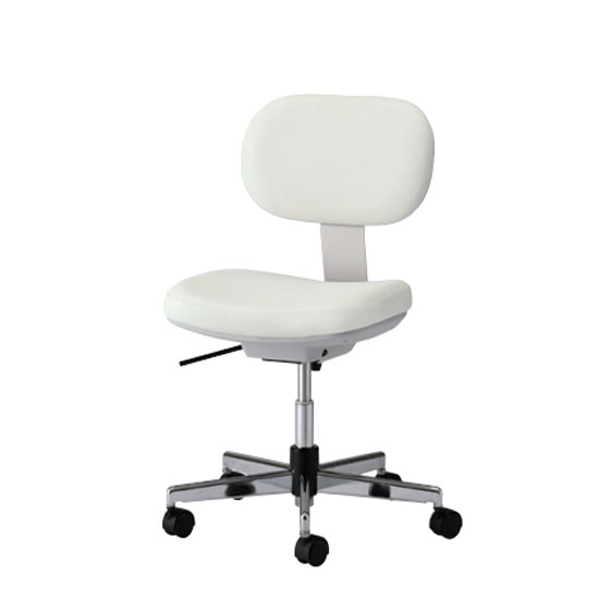 導電チェア ロータイプ 背クッション付 ウレタンキャスター ホワイト