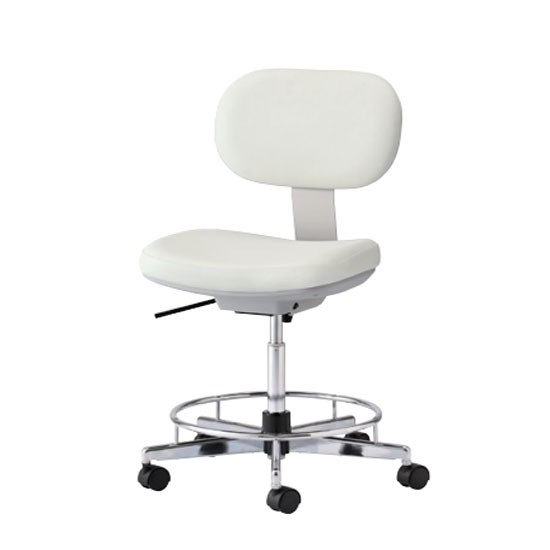 導電チェア ハイタイプ 背クッション付 ウレタンキャスター ホワイト