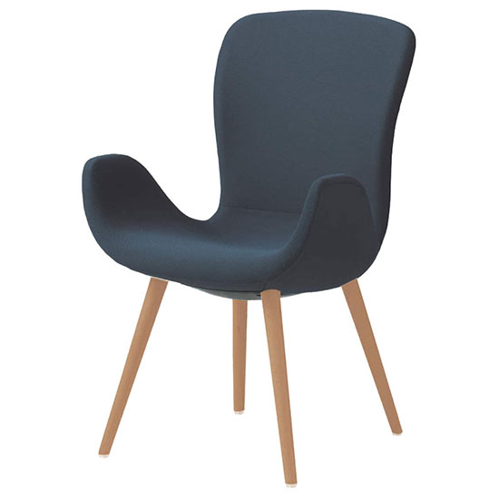 オカムラ MG11WG-FRU4 フロックス ハイバックチェア 木脚ナチュラルオーク脚 リネットDブルー