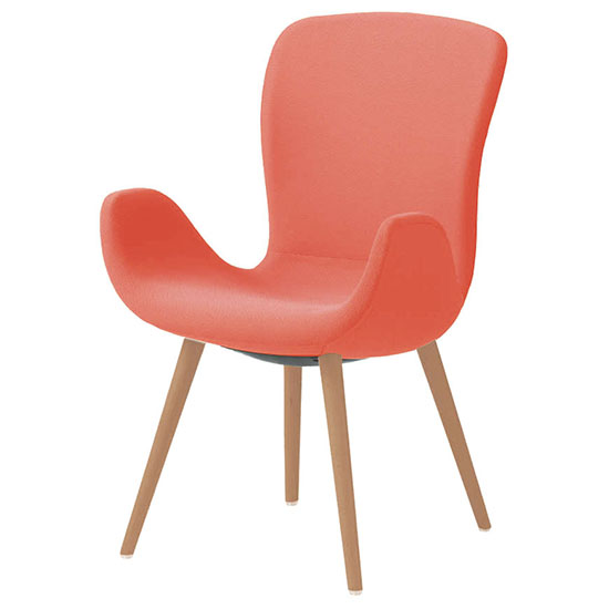 オカムラ MG11WG-FRU9 フロックス ハイバックチェア 木脚ナチュラルオーク脚 リネットレッド