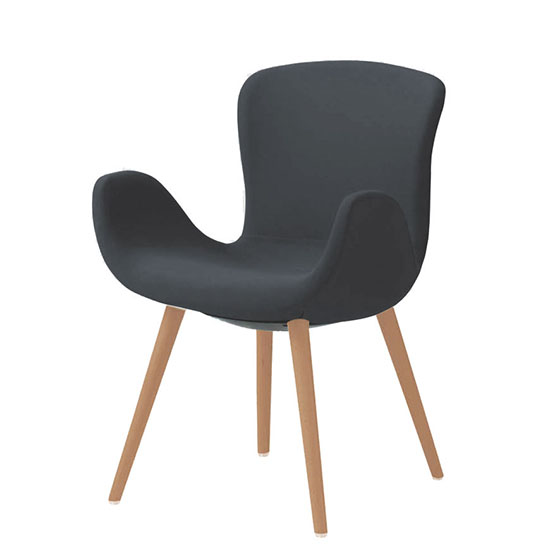 オカムラ MG12WG-FRU1 フロックス ミドルバックチェア 木脚ナチュラルオーク脚 リネットブラック