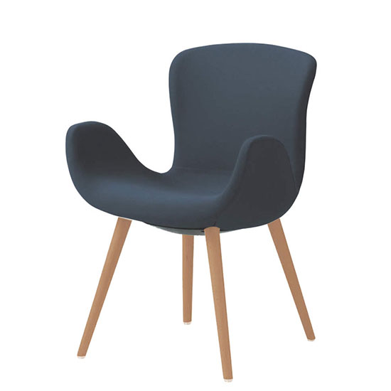 オカムラ MG12WG-FRU4 フロックス ミドルバックチェア 木脚ナチュラルオーク脚 リネットDブルー