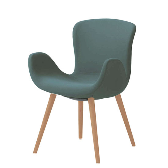 オカムラ MG12WG-FRU5 フロックス ミドルバックチェア 木脚ナチュラルオーク脚 リネットDグリーン