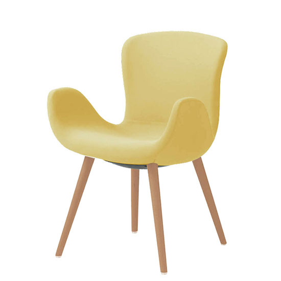 オカムラ MG12WG-FRU8 フロックス ミドルバックチェア 木脚ナチュラルオーク脚 リネットイエロー