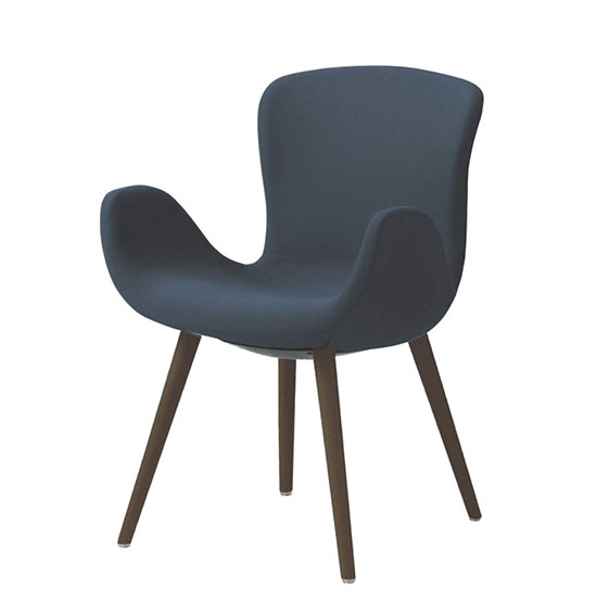 オカムラ MG12XG-FRU4 フロックス ミドルバックチェア 木脚ダークオーク脚 リネットDブルー