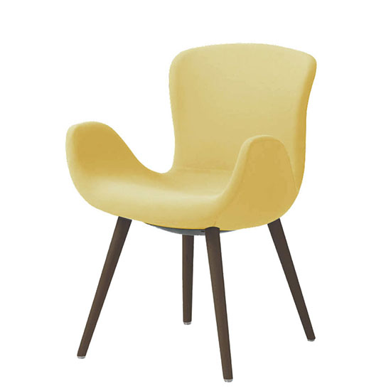 オカムラ MG12XG-FRU8 フロックス ミドルバックチェア 木脚ダークオーク脚 リネットイエロー