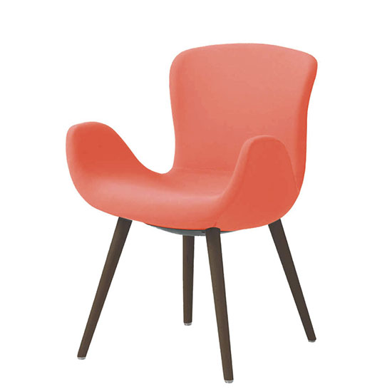 オカムラ MG12XG-FRU9 フロックス ミドルバックチェア 木脚ダークオーク脚 リネットレッド