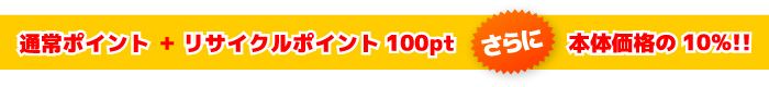 通常ポイント+リサイクルポイント100pt さらに本体価格の10%をポイント還元！